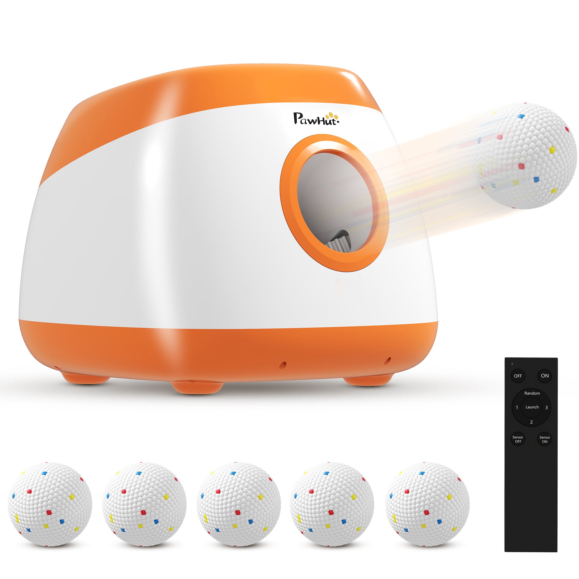 Automatic Dog Ball Launcher with 26-80 FT Distance, Automatic Ball Launcher for Medium and Large Dogs, Orange