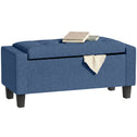 Storage Ottoman, Storage Bench with Wooden Legs, Tufted Armrests for Entryway, Living Room, Bedroom, 36.6", Blue