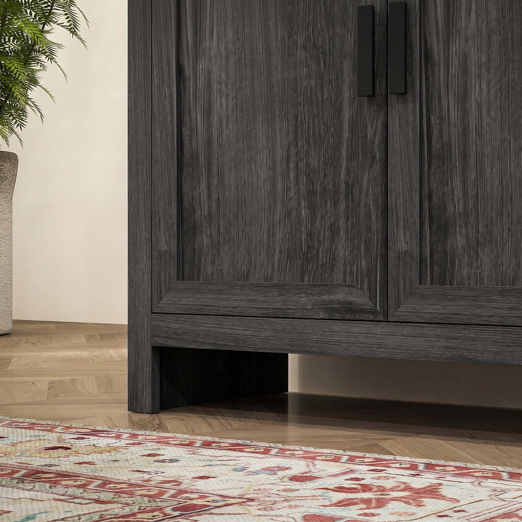 64" 4-Door Kitchen Pantry, Freestanding Storage Cabinet with 3 Adjustable Shelves for Kitchen, Gray Oak