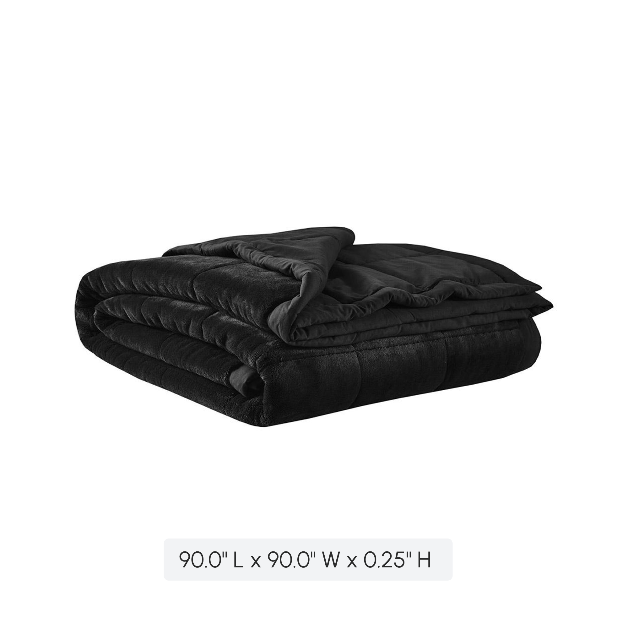Reversible Down Alternative Blanket with Plush to Microfiber, Smart Temperature Control, Machine Washable, 90" L x 90" W x 0.25" H, Black