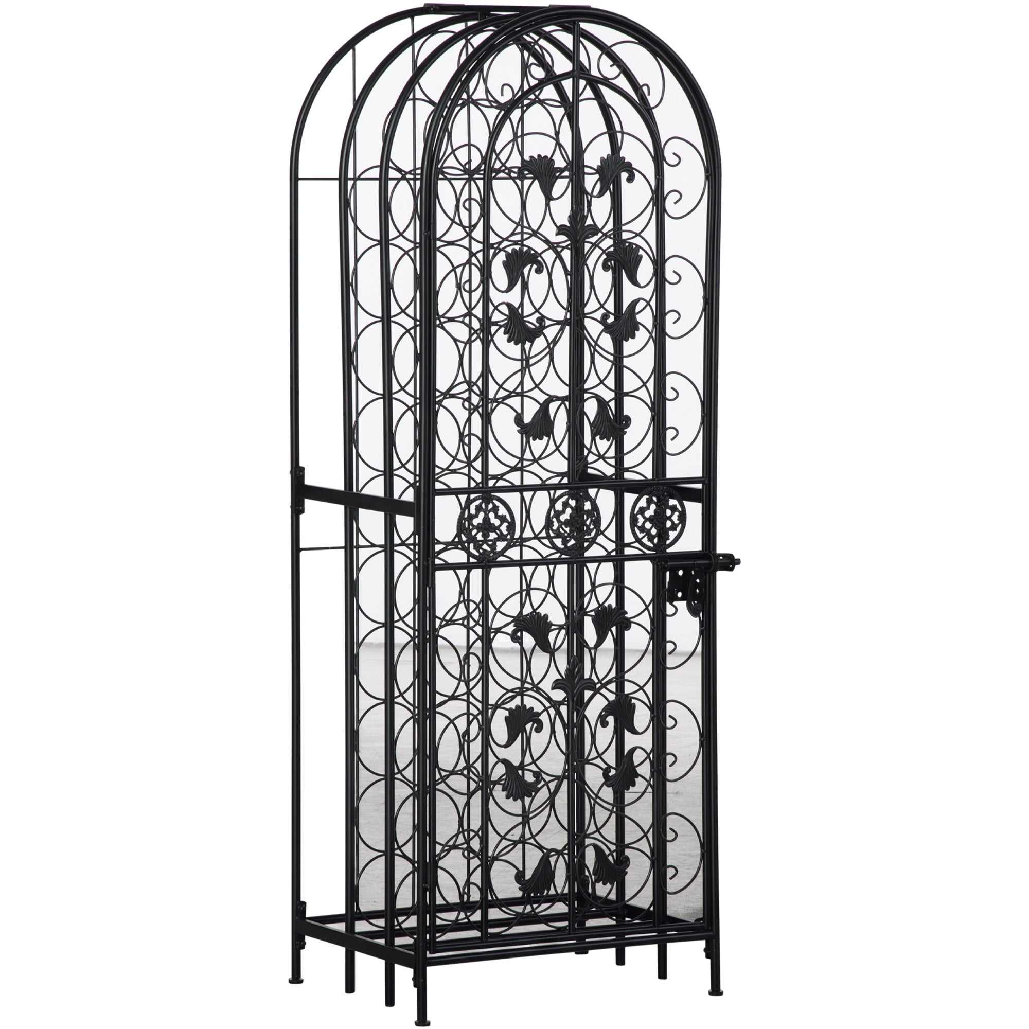 45-Bottle Modern Wine Organizer Decorative Portable Wrought Iron Wine Rack Jail