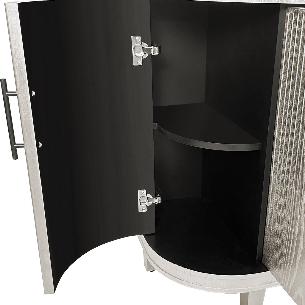 Modern Curved Sideboard, 47.2-Inch Decorative Storage Cabinet with 4 Doors and Adjustable Shelves for Living Room, Kitchen, Bedroom, Hallway, 47.24" x 15.75" x 32.28", Champagne