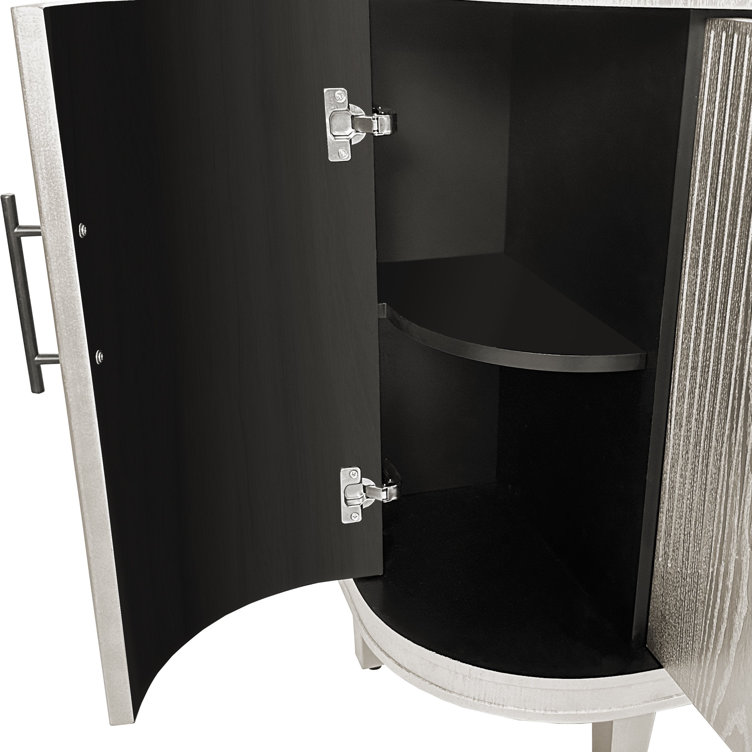 Modern Curved Sideboard, 47.2-Inch Decorative Storage Cabinet with 4 Doors and Adjustable Shelves for Living Room, Kitchen, Bedroom, Hallway, 47.24" x 15.75" x 32.28", Champagne