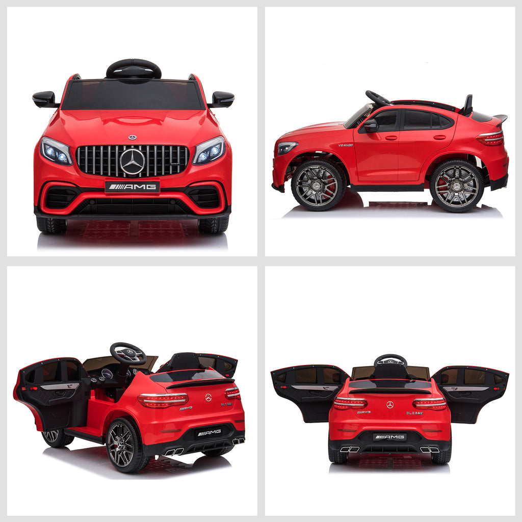 12V Toddler Ride On Car with Remote Control, AMG GLC63S Coupe, Electric Car with 2 Speed, MP3 Player, Light, Horn, Songs, Suspension, Red