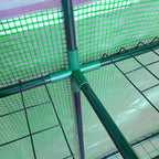 7' x 3' x 7' Lean to Greenhouse, Walk-In Green House, Plant Nursery with 2 Roll-up Doors and Windows, PE Cover and 3 Wire Shelves, Green