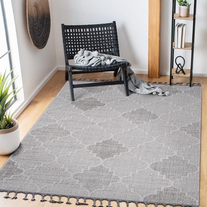 6x9 Stain-Resistant Area Rug with Easy Maintenance, Medium Pile Height, Kid and Pet-Friendly Carpet, 93" L x 79" W x 0.3" H, White+Gray
