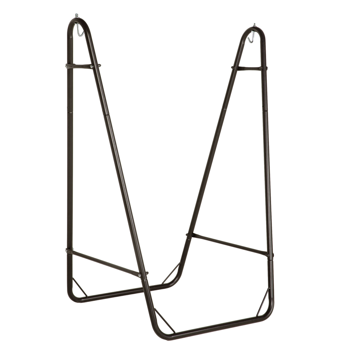 Hammock Chair with U Shape Stand, Hammock Swing Chair with A Side Pocket, Brown & Cream White