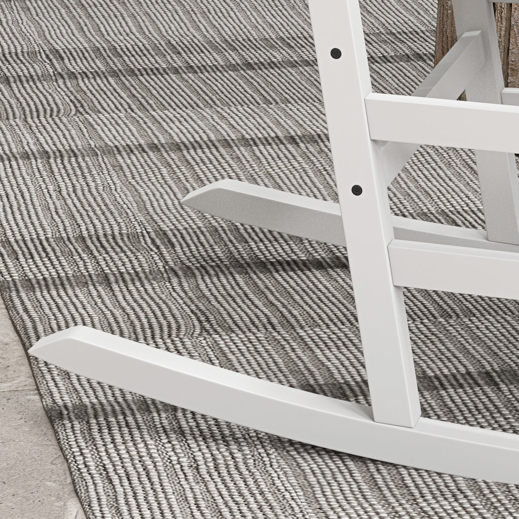Wooden Rocking Chair Set, Curved Armrests, High Back, Slatted Seat Outdoor Rocker Set, White