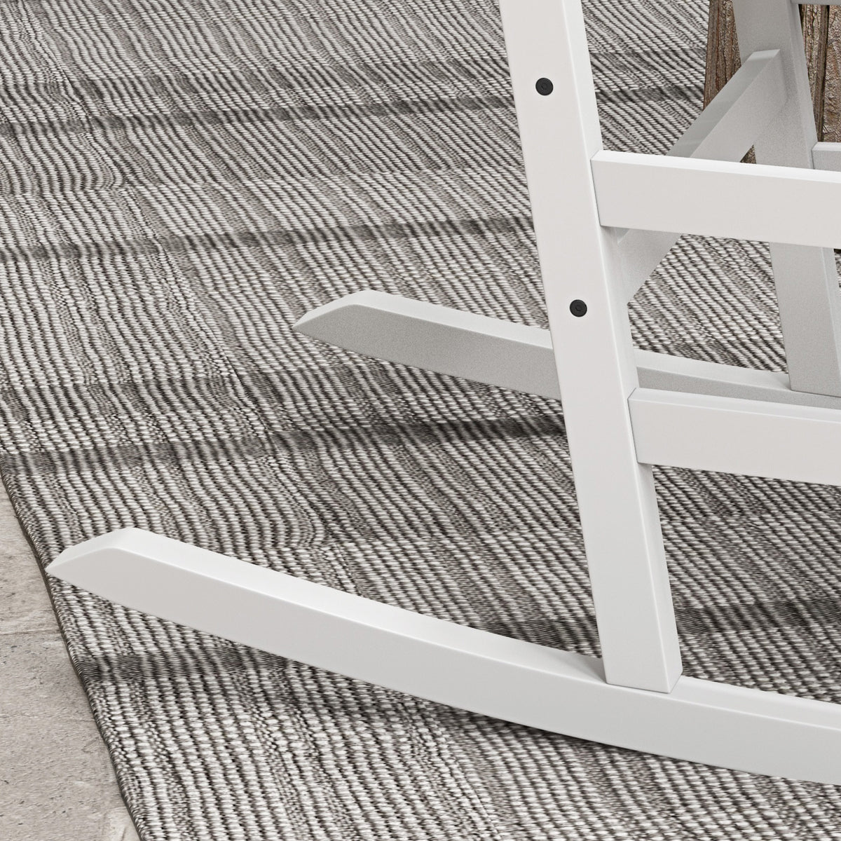 Wooden Rocking Chair Set, Curved Armrests, High Back, Slatted Seat Outdoor Rocker Set, White
