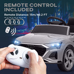 Q8 e-tron Sportback Licensed 12V Battery Powered Kids Electric Car w/ Spring Suspension, Soft Start, Gray