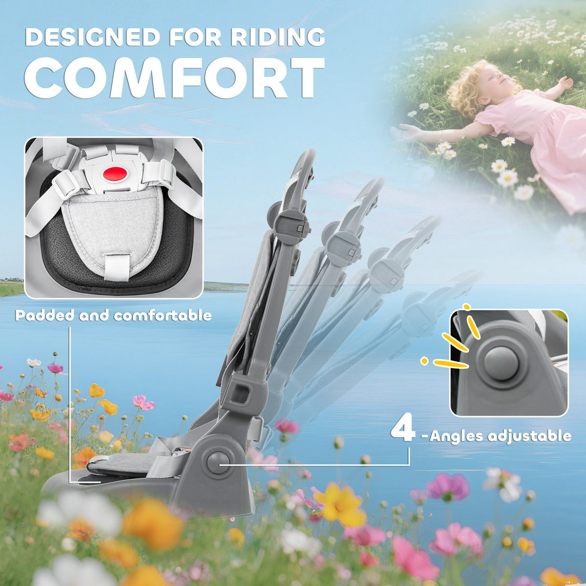 6 in 1 Kids Tricycle with Adjustable Push Handle, Removable Canopy, Reversible Seat, for 1-5 Years, Gray