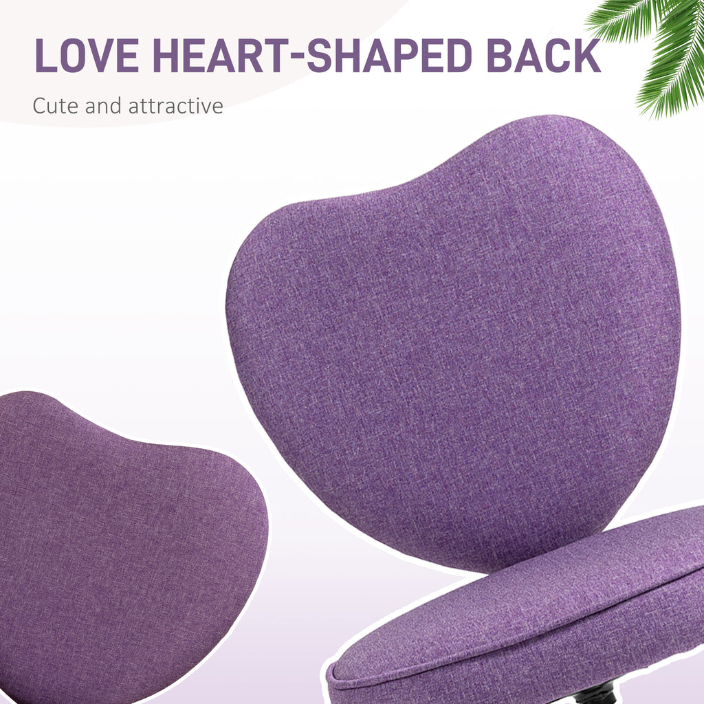 Heart Love Shaped Back Design Office Chair with Adjustable Height, Purple