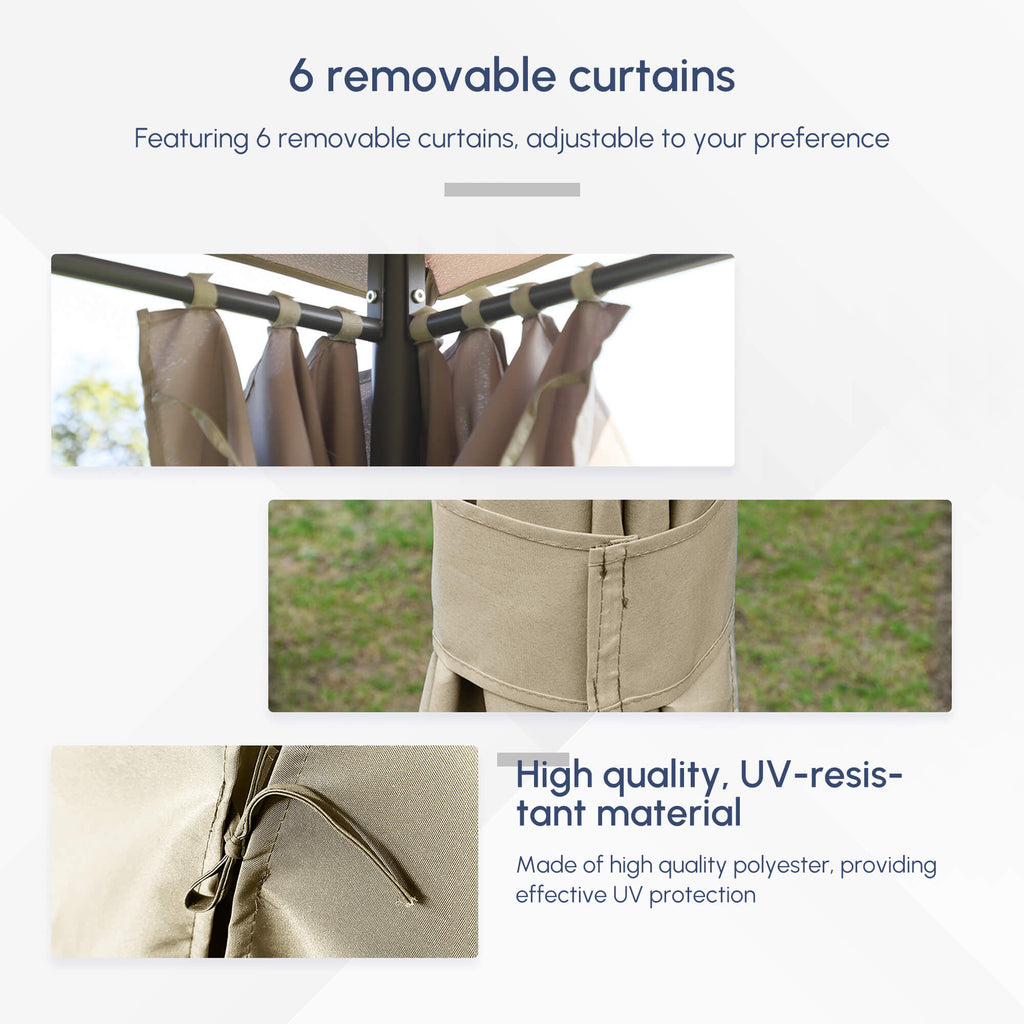 10' x 13' Outdoor Patio Gazebo Canopy Shelter with 6 Removable Sidewalls, & Steel Frame for Garden, Lawn, Backyard and Deck, Khaki