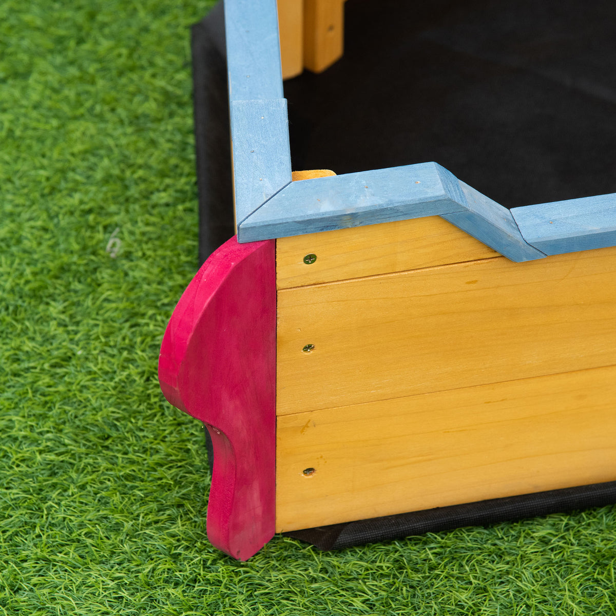 Kids Wooden Sandbox, w/ Canopy Bench Seat Storage Space, Aged 3-8 Years Old