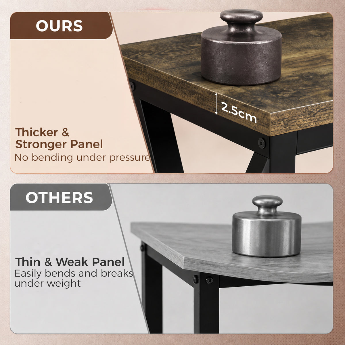 55 Inch Computer Desk, Industrial Writing Desk with Z-Shaped Metal Leg, Study Table for Home Office, Rustic Brown