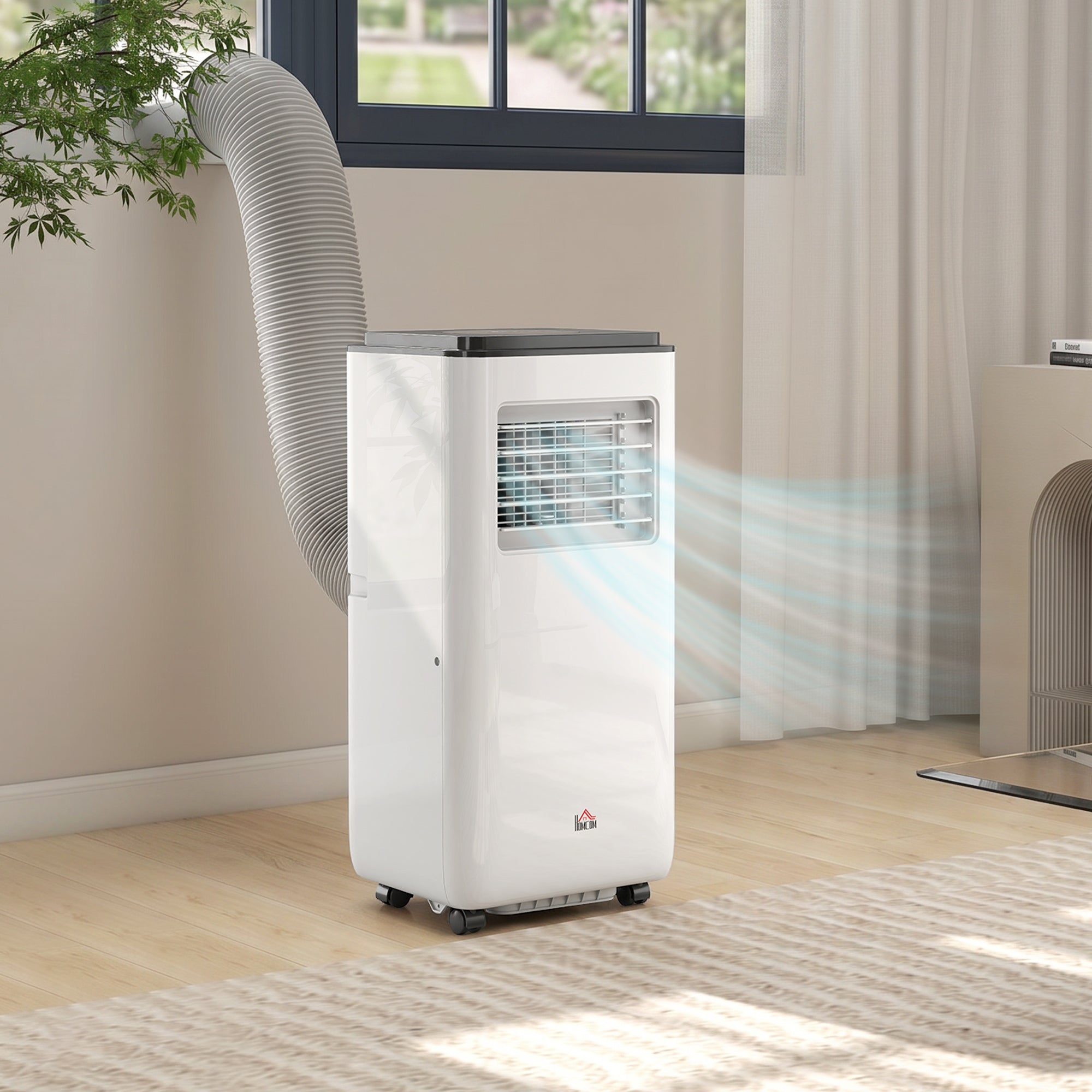 10,000 BTU Moible Air Conditioner 440 Sq. Ft., Dehumidifier Fan Auto Sleep with 24H Timer On/Off, Window Kit, White