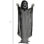 74" Life Size Outdoor Halloween Decorations Skeleton Witch, Animated Prop Animatronic Decor with Sound and Motion Activated, Light Up Eyes and Chest, Howling and Chain Sound