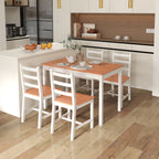 Dining Table Set for 4, 5 Piece Modern Kitchen Table and Chairs, Solid Wood Dining Room Set for Small Spaces, Breakfast Nook, White