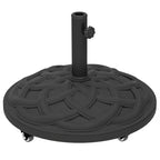 Round Patio Umbrella Base with Wheels, 44 lbs Resin Umbrella Stand Base, Heavy Duty Patio Umbrella Holder for 1.3"/1.5"/1.9" Umbrella Poles for Outdoor, Lawn, Poolside, Black