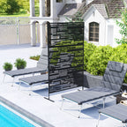 78" H x 48" W Metal Outdoor Privacy Screen, Freestanding Decorative Privacy Fence Screen for Balcony, Black