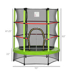 Φ5FT Kids Trampoline with Enclosure Net for Age 3 to 6 Years Green