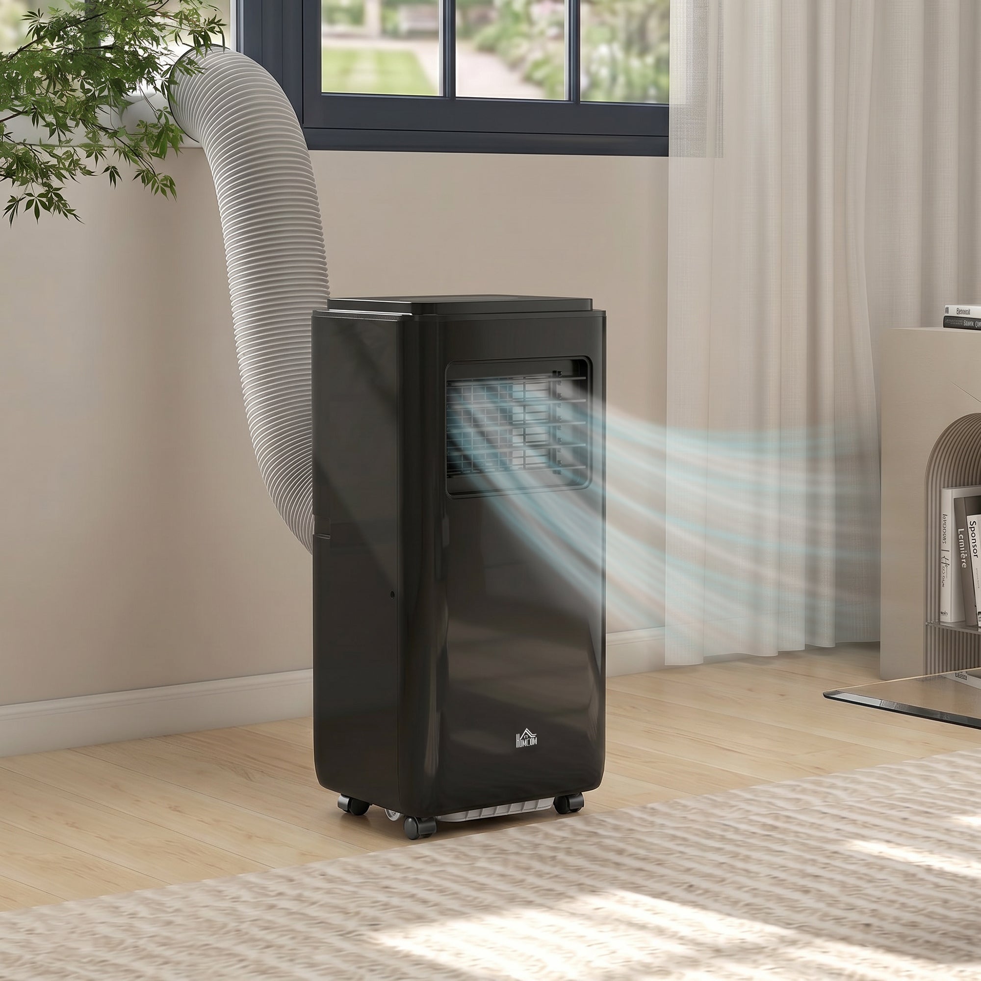 10,000 BTU Moible Air Conditioner 440 Sq. Ft., Dehumidifier Fan Auto Sleep with 24H Timer On/Off, Window Kit, Black