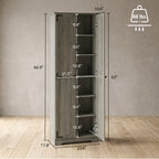 67" Farmhouse Pantry Cabinet, Freestanding Food Pantry Cabinet with Adjustable Shelves, Distressed Gray