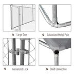 Outdoor Dog Kennel Galvanized Steel Fence with Cover Secure Lock Mesh Sidewalls for Backyard 9.8' x 9.8' x 7.7'