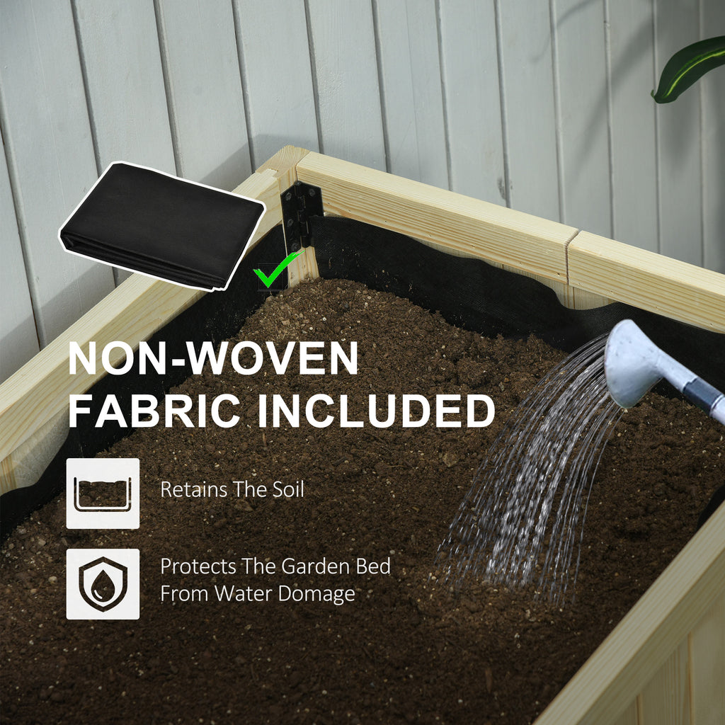 Raised Garden Bed Elevated Wooden Planter Box with Space-Saving Folding Design, Drainage Holes, & Inner Liner for Vegetable Fruit Herb Grow