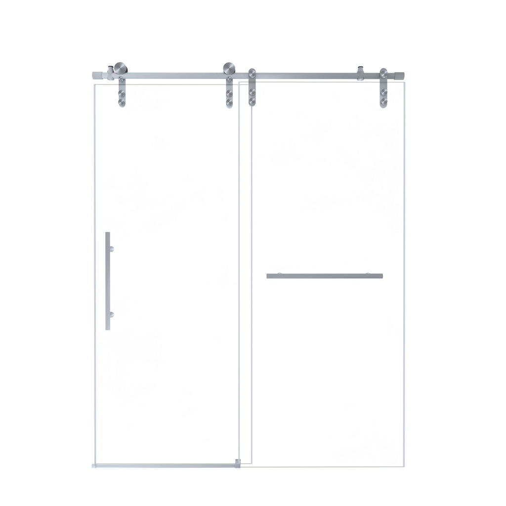 Sliding Shower Door with Waterproof Seals and Tempered Glass, Bathroom Door with Towel Bar Handle, 48" L x 0.5" W x 76" H, Brushed Nickel