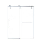 Sliding Shower Door with Waterproof Seals and Tempered Glass, Bathroom Door with Towel Bar Handle, 48" L x 0.5" W x 76" H, Brushed Nickel