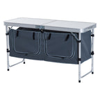 47" Portable Camping Table Aluminum Picnic Folding Camping Table with Carrying Handle and Storage Organizer