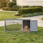 Rabbit Hutch Outdoor, Wooden Chicken Coop with Run, Outdoor Small Animal Cage for Rabbit, Small Duck and Chicken, for Garden, Backyard, Farms, 46" x 24.5" x 21", Light Gray