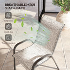 Set of 4 Outdoor Dining Chairs, Stackable Patio Chairs with High Back, Breathable Mesh Seat for Garden Lawn, Mixed Gray
