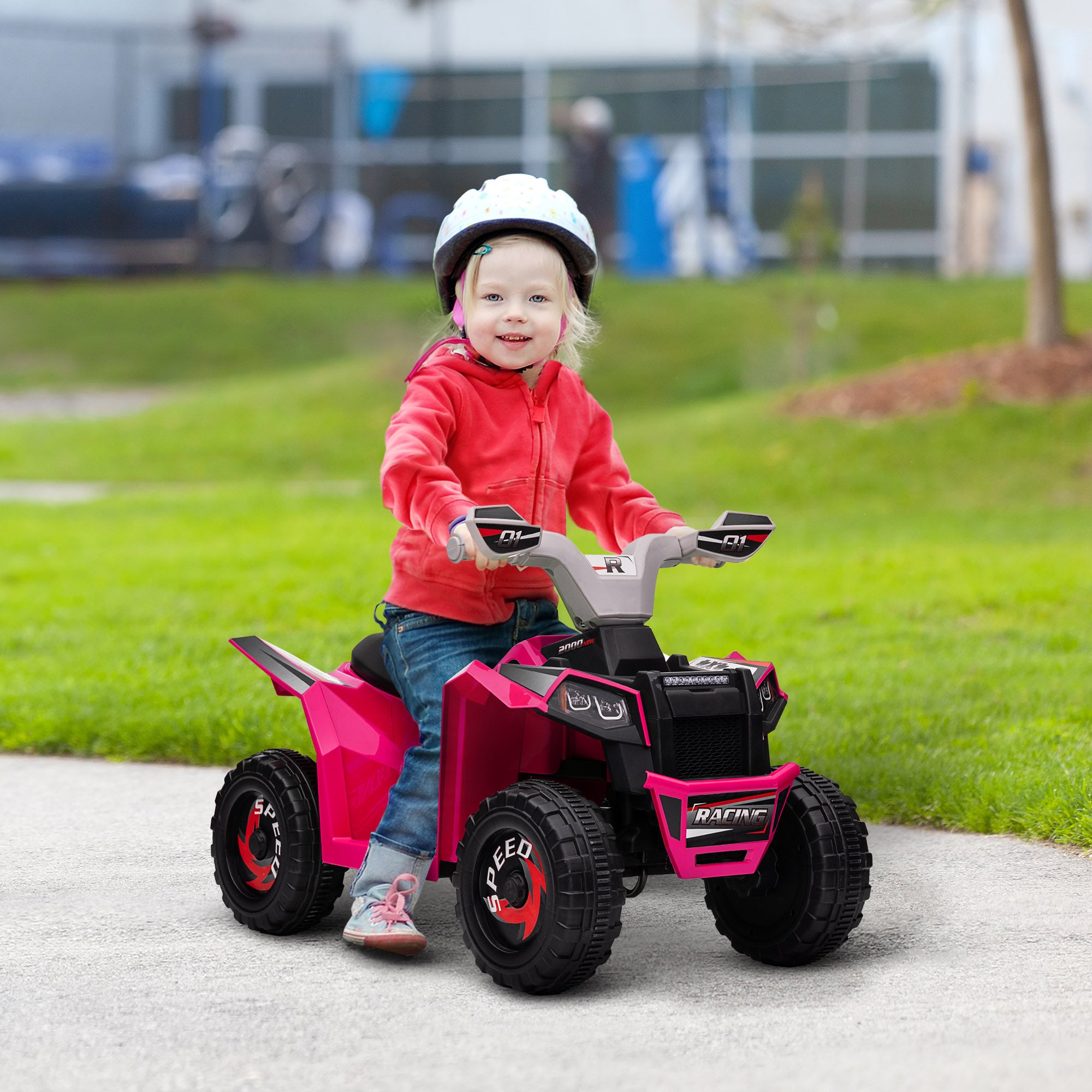 6V Electric Toy Car with Forward Backward, Wear-Resistant Wheels for Ages 18-36 Months, Pink