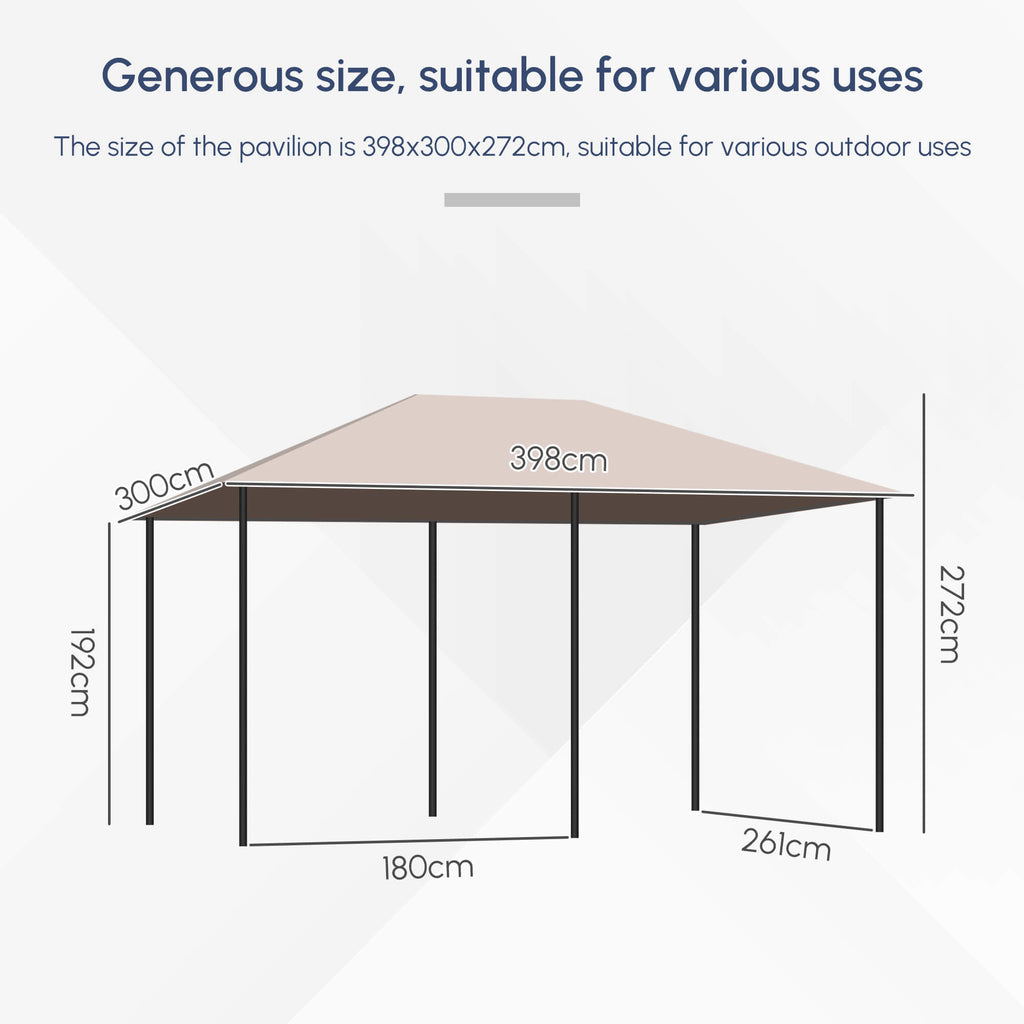 10' x 13' Outdoor Patio Gazebo Canopy Shelter with 6 Removable Sidewalls, & Steel Frame for Garden, Lawn, Backyard and Deck, Khaki