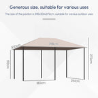 10' x 13' Outdoor Patio Gazebo Canopy Shelter with 6 Removable Sidewalls, & Steel Frame for Garden, Lawn, Backyard and Deck, Khaki