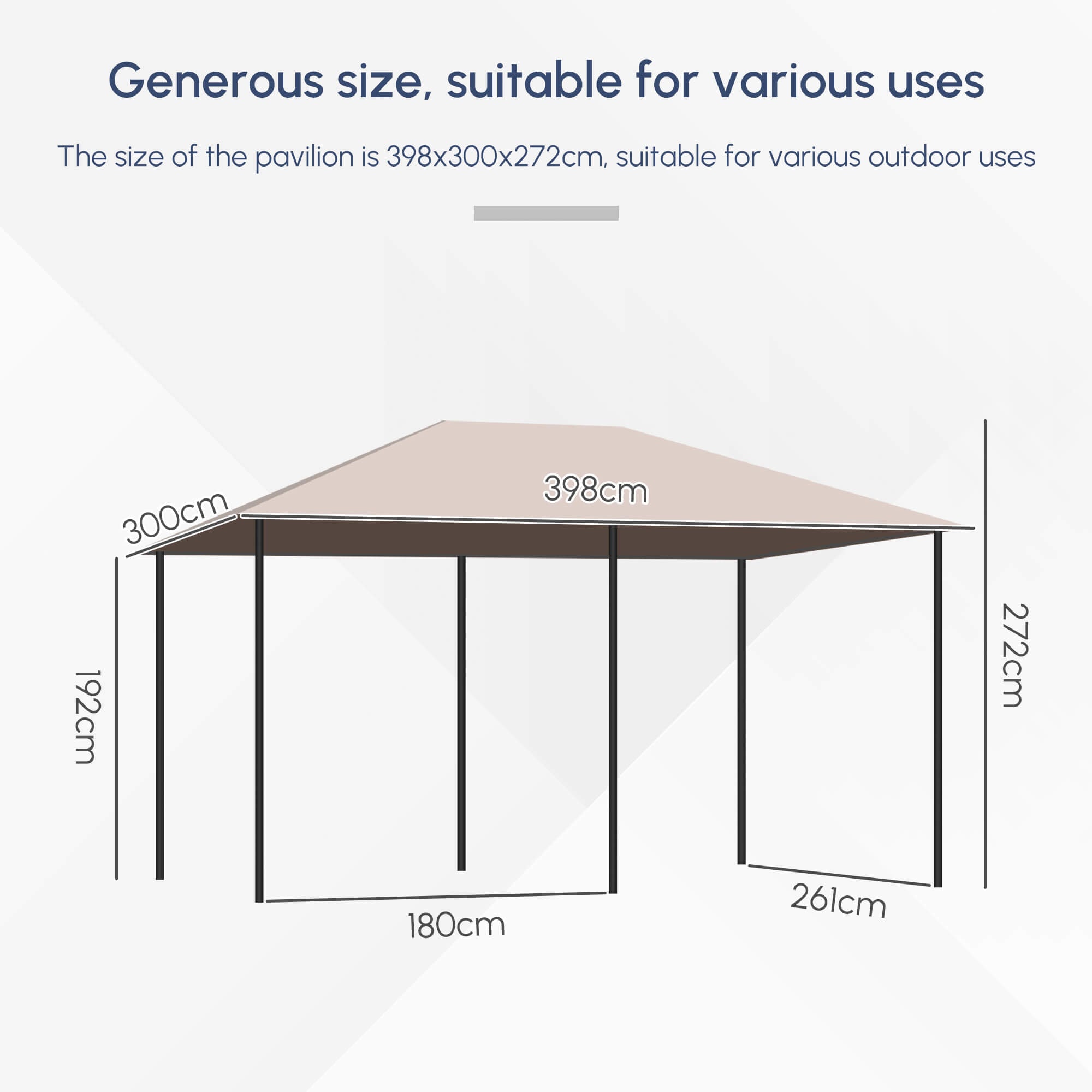 10' x 13' Outdoor Patio Gazebo Canopy Shelter with 6 Removable Sidewalls, & Steel Frame for Garden, Lawn, Backyard and Deck, Khaki