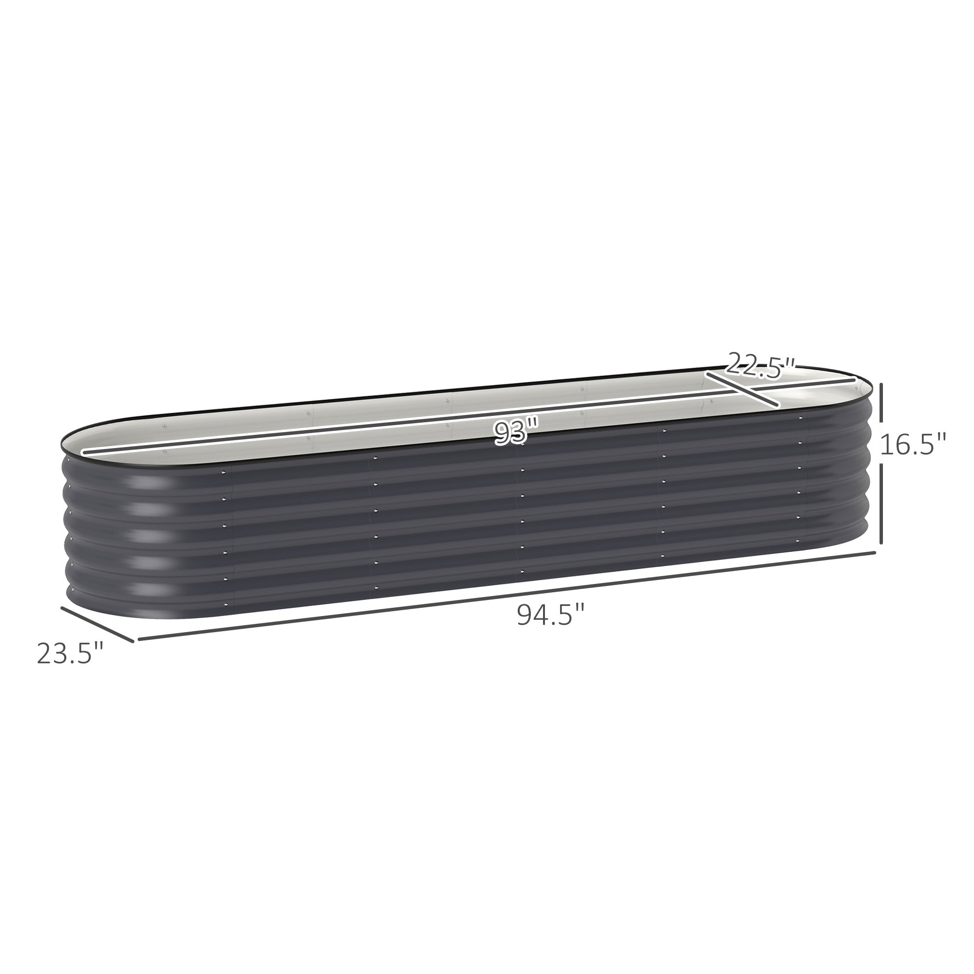 7.9' x 2' x 1.4' Galvanized Raised Garden Bed Kit, Metal Planter Box with Safety Edging, Dark Gray