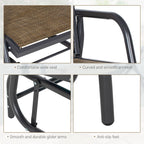 Outdoor Glider Chair, Steel Swing Chai with Curved Armrests for Porch, Garden, Poolside, Balcony, Brown