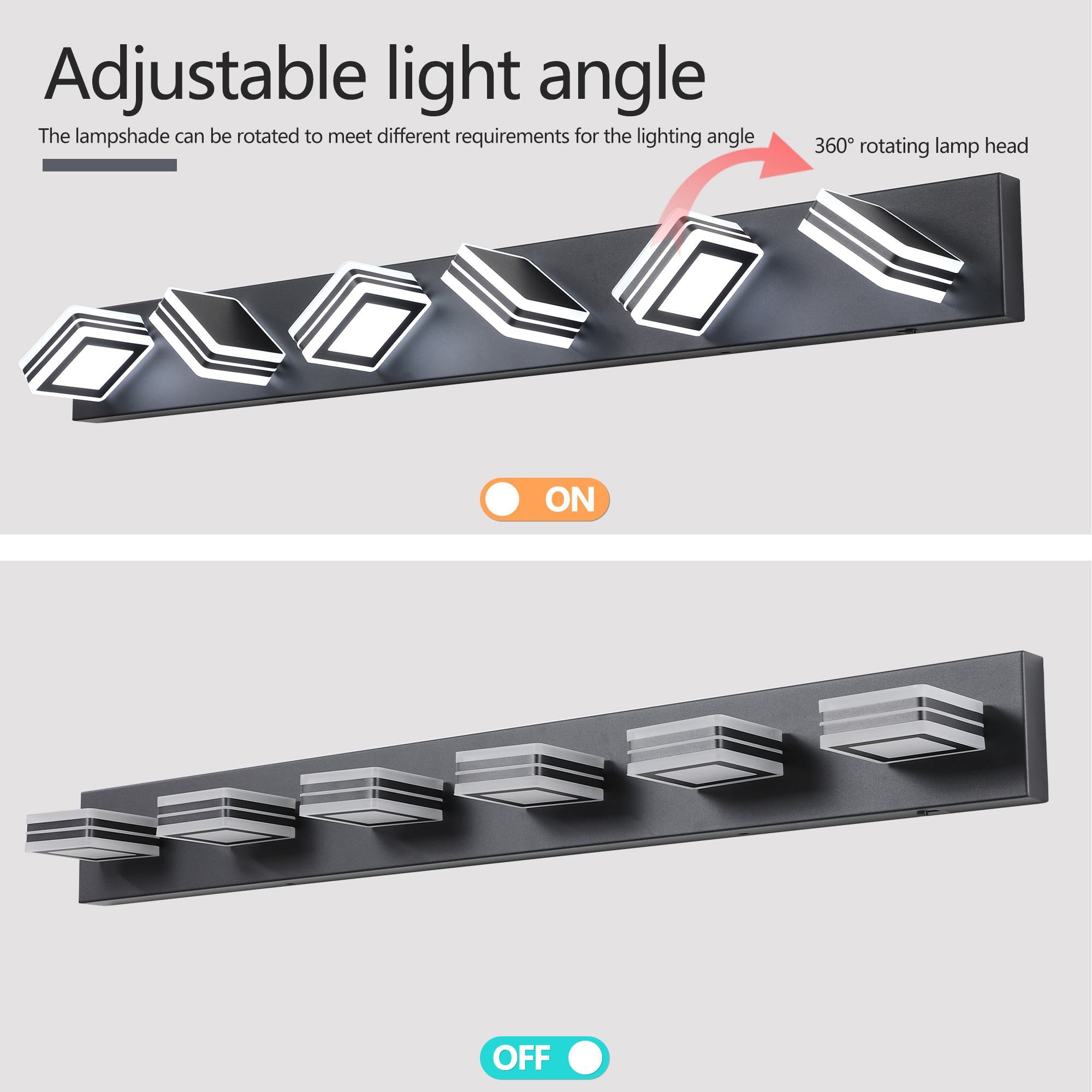 40" Modern 6-Light LED Vanity Light with Dimmable Function, Sleek Bathroom Wall Fixture, Energy-Efficient, 40.5" L x 4.5" W x 5" H, Black