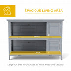 54" 2-Story Large Rabbit Hutch Bunny Cage Wooden Pet House Small Animal Habitat Lockable Doors, Tray, Roof, Gray