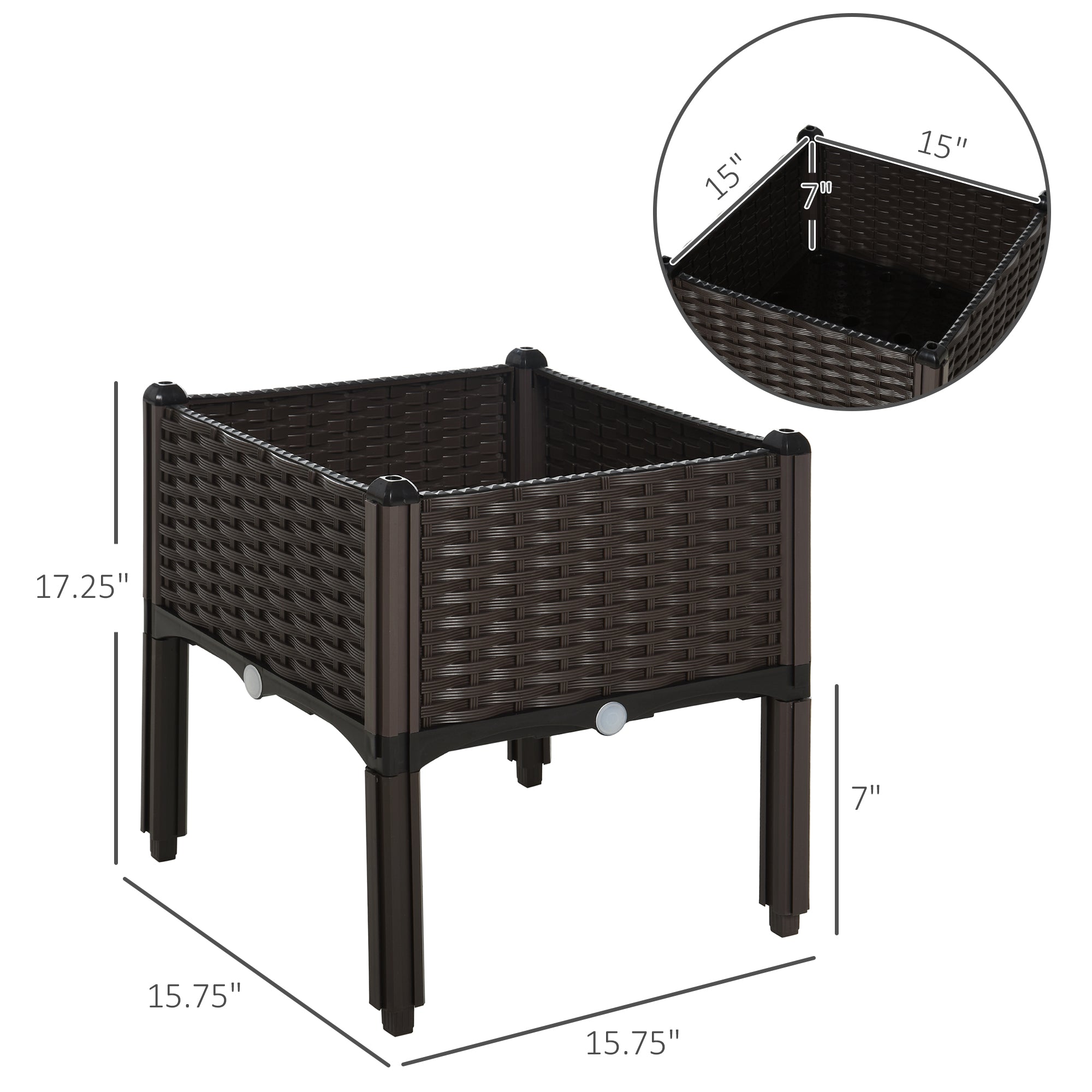1 Piece Raised Garden Bed with Legs, Planter Box Raised Bed to Grow Flowers, Herbs & Vegetables, Brown