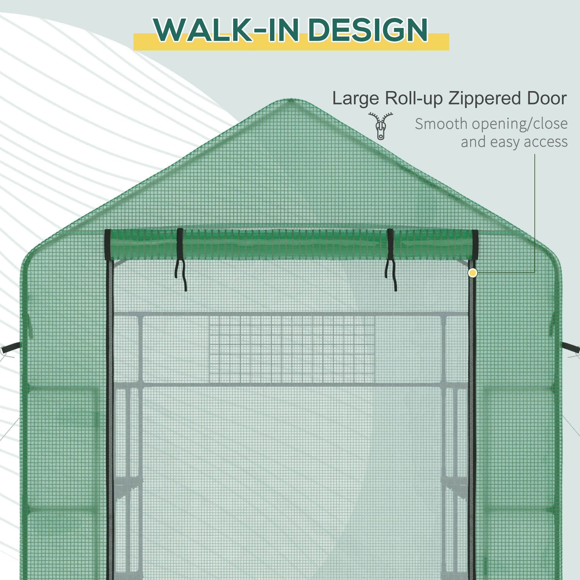 8' x 6' x 7' Temporary Greenhouse for Growing Flowers with Mesh Door & Windows Green