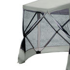 6-Sided Hexagon Pop Up Party Tent Gazebo with Mesh Netting Walls & Shaded Interior, 12' x 12', Beige