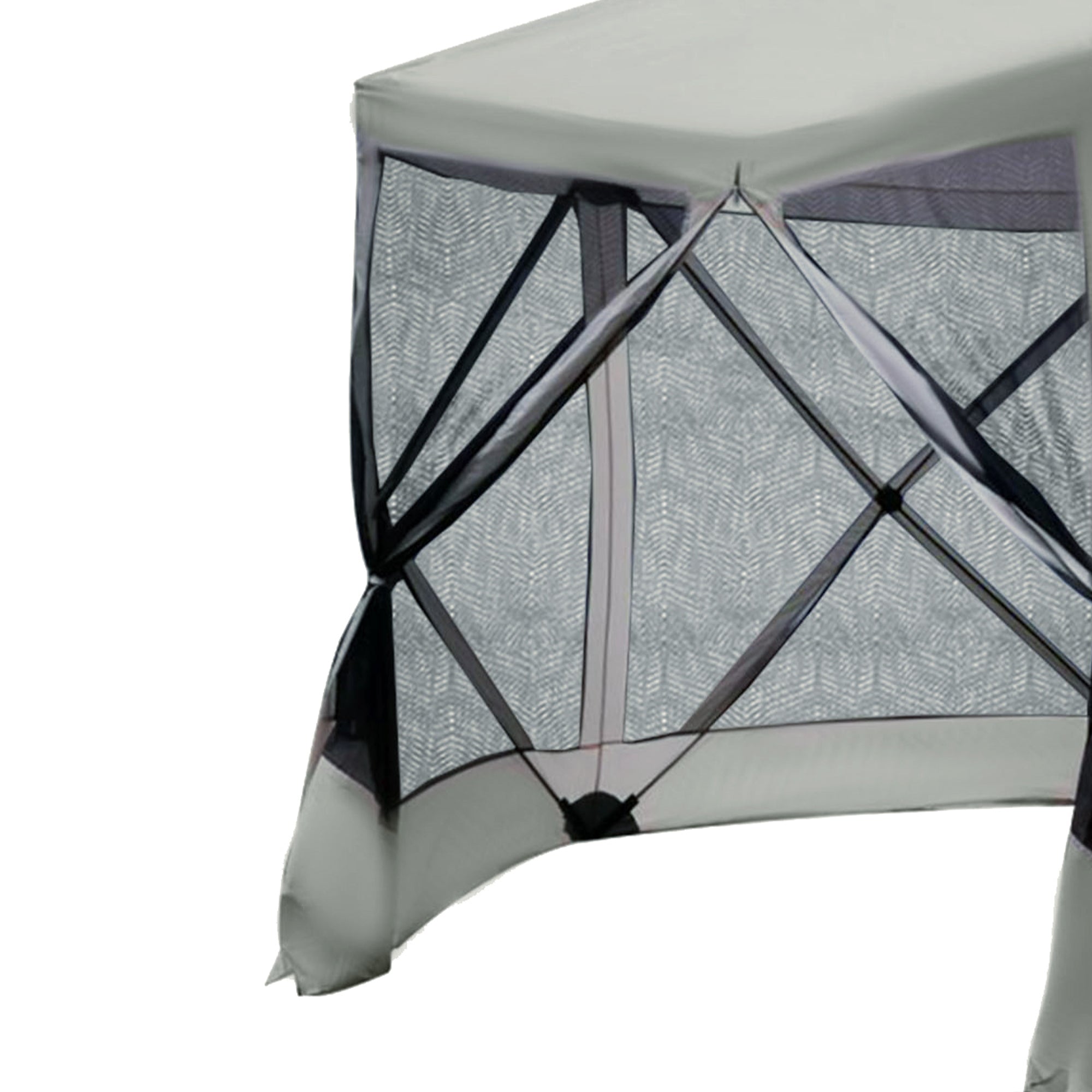 6-Sided Hexagon Pop Up Party Tent Gazebo with Mesh Netting Walls & Shaded Interior, 12' x 12', Beige