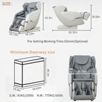 Zero Gravity Massage Chair with Back Heating, 3D Massage Rollers, AI Voice, App Control Dual SL Track Full Body Recliner, Gray