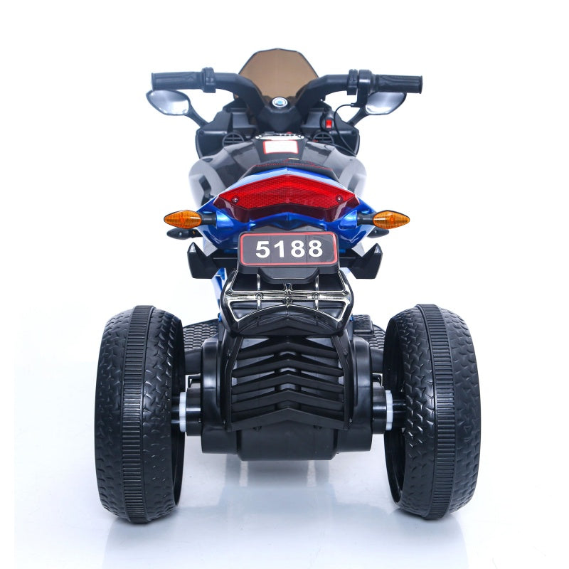 12V Kids Ride-On Motorcycle with Manual Throttle, Foot Brake and PU Seat, Motorbike for Toddlers Ages 3-5, 43.5″ L x 23.5″ W x 29″ H, Blue