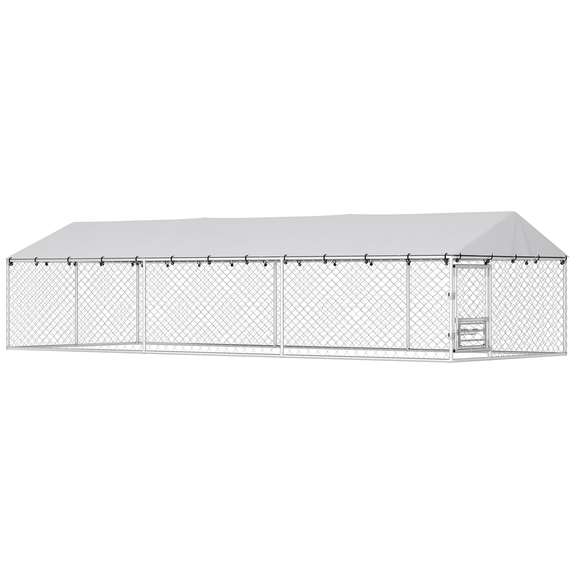 Dog Kennel Outdoor Dog Run Waterproof UV-Resist Cover Lockable Door Adjustable Bowls 20 x 7.5 x 5ft