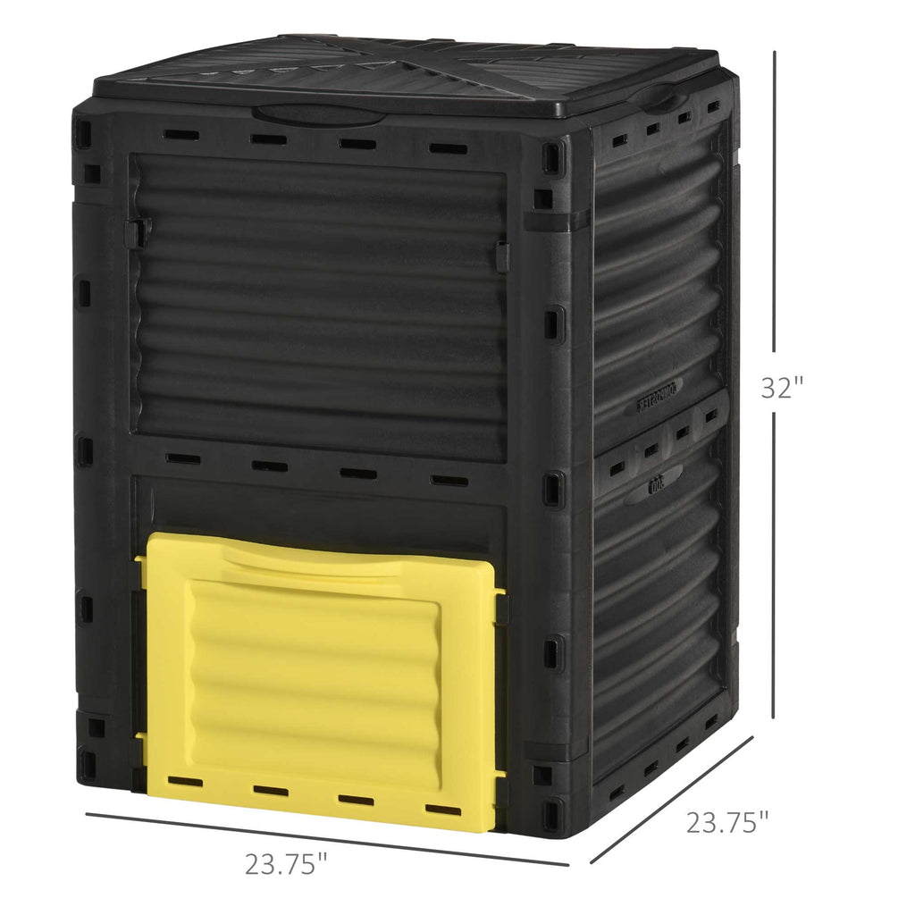 Garden Compost Bin 80 Gallon Outdoor Large Capacity Composter Fast Create Fertile Soil Aerating Box, Yellow